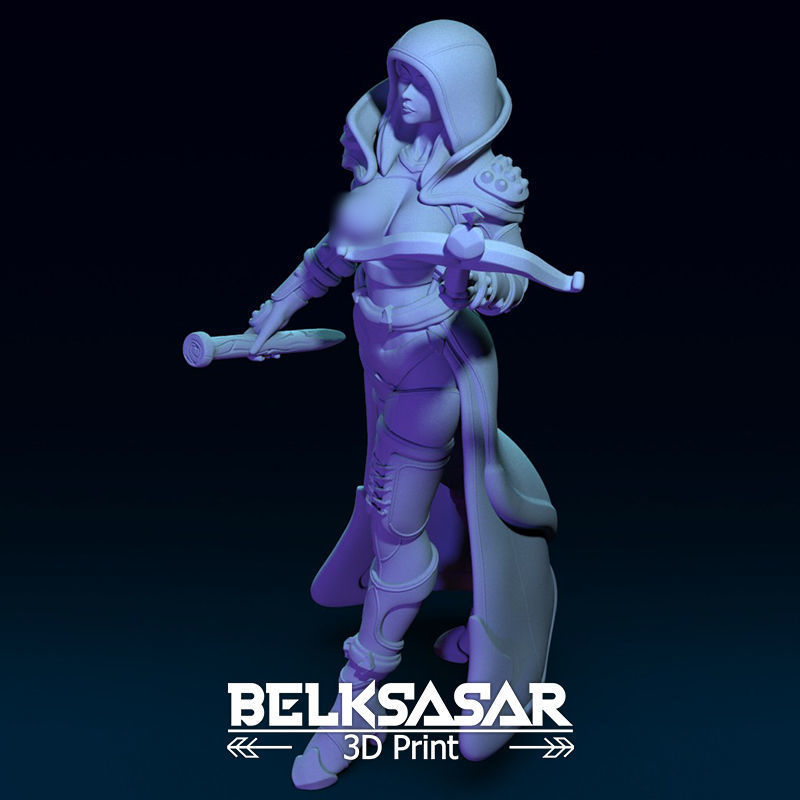 Vampire Hunter Girl Normal and Topless 3D print model_26