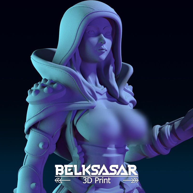 Vampire Hunter Girl Normal and Topless 3D print model_14