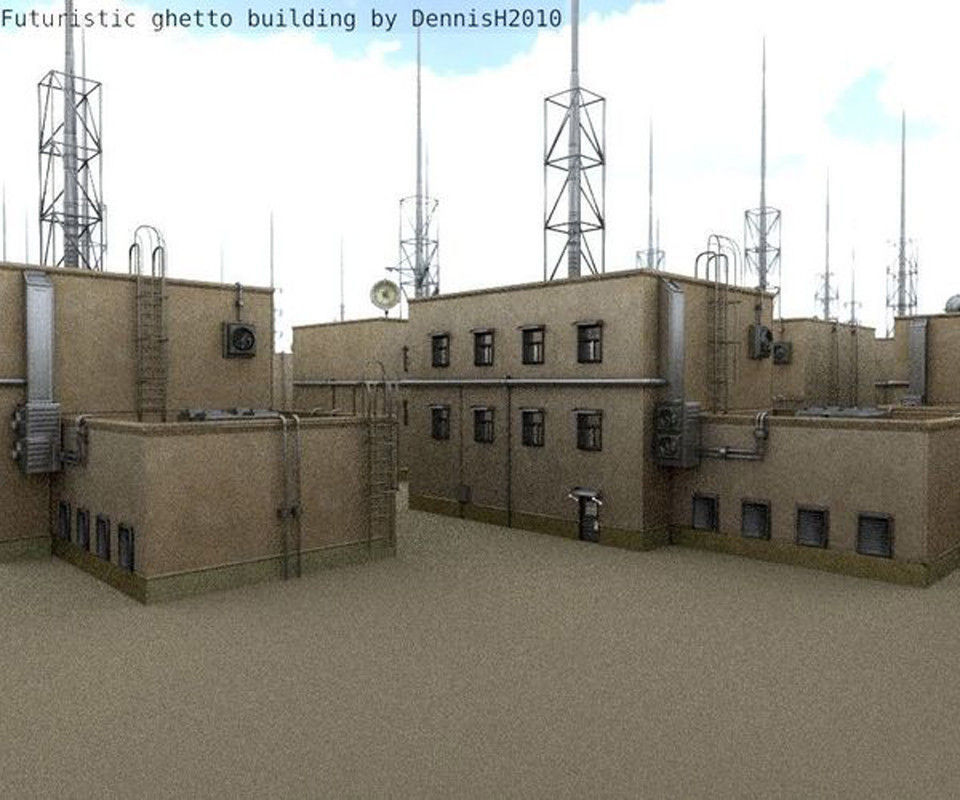 Futuristic Building  Free low-poly 3D model_4