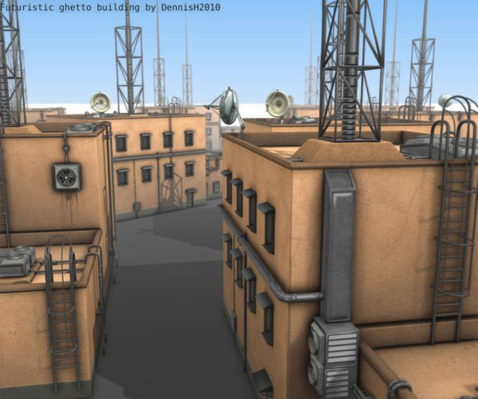 Futuristic Building  Free low-poly 3D model_3