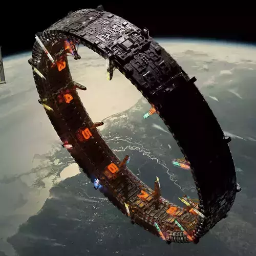 Giga Freight Orbital Space Station - C4D Octane