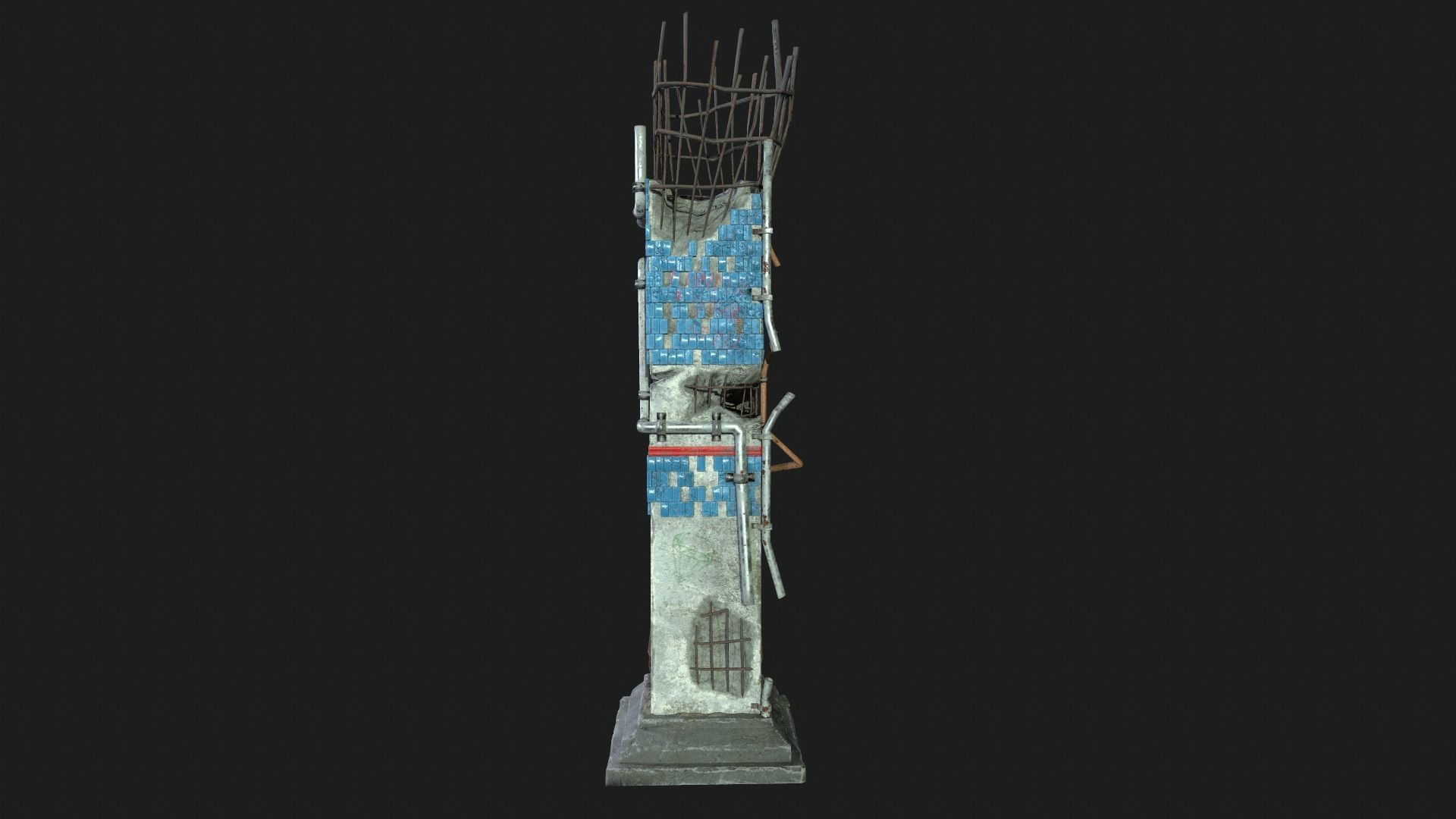 Post Apocalipsis Subway Column Low-poly 3D model_15