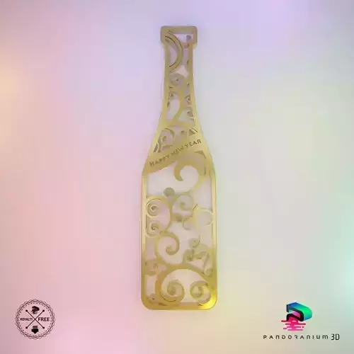 3D Ornament - Happy New Year Wine Bottle