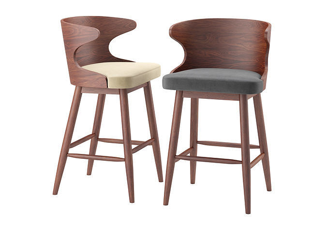 Kamryn Mid-century Modern Bar Stools 3D model