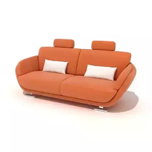 Orange Couch With White Pillows