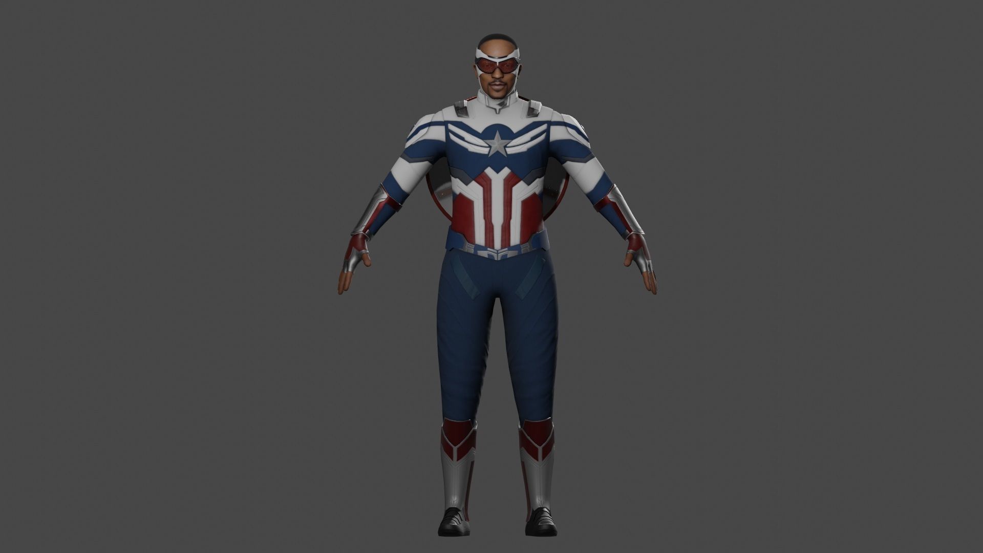 Captain America - Sam Wilson Low-poly 3D model_5