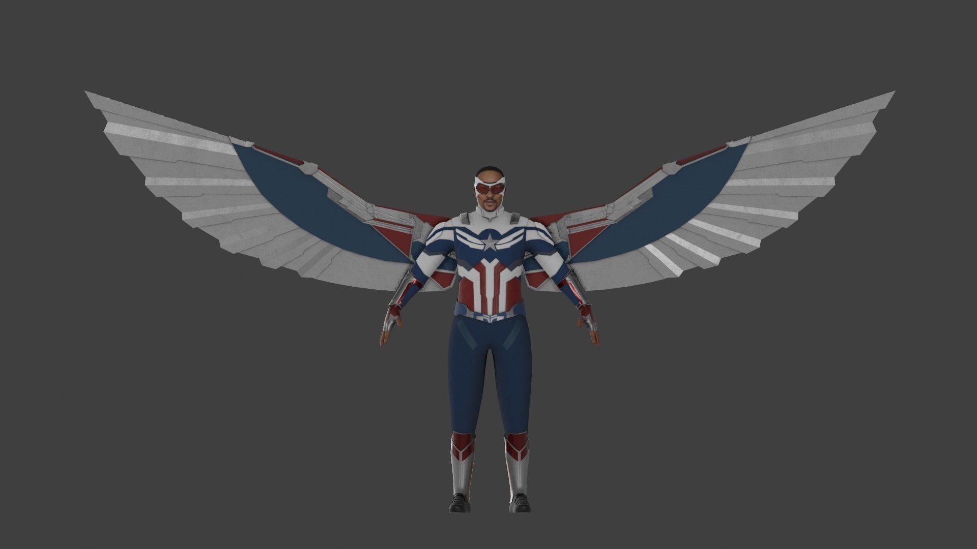 Captain America - Sam Wilson Low-poly 3D model_3