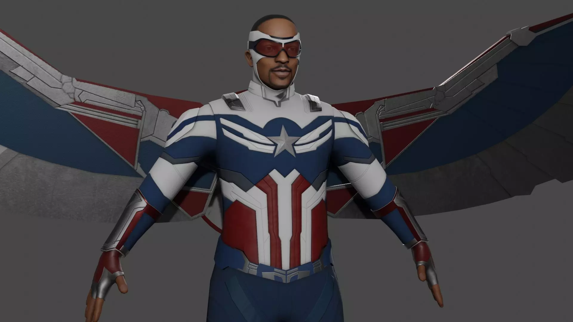 Captain America - Sam Wilson Low-poly 3D model_0