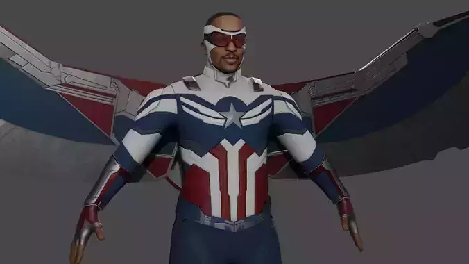 Captain America - Sam Wilson Low-poly 3D model Captain America - Sam Wilson Low-poly 3D model