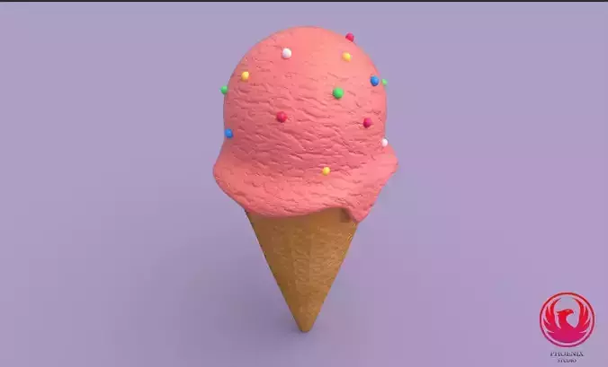 IceCream 3D Model ice cream cone with sprinkles