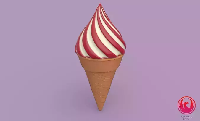 IceCream 3D Model ice cream cone with stripes