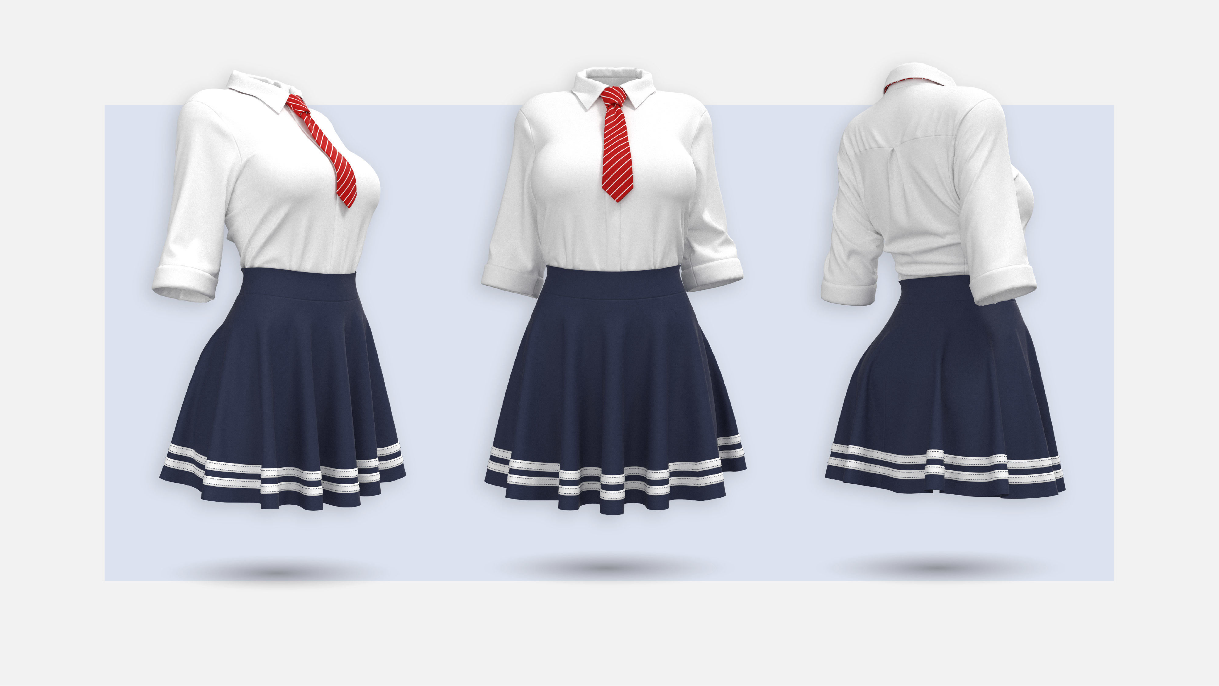 Female School Uniform 3D model_3