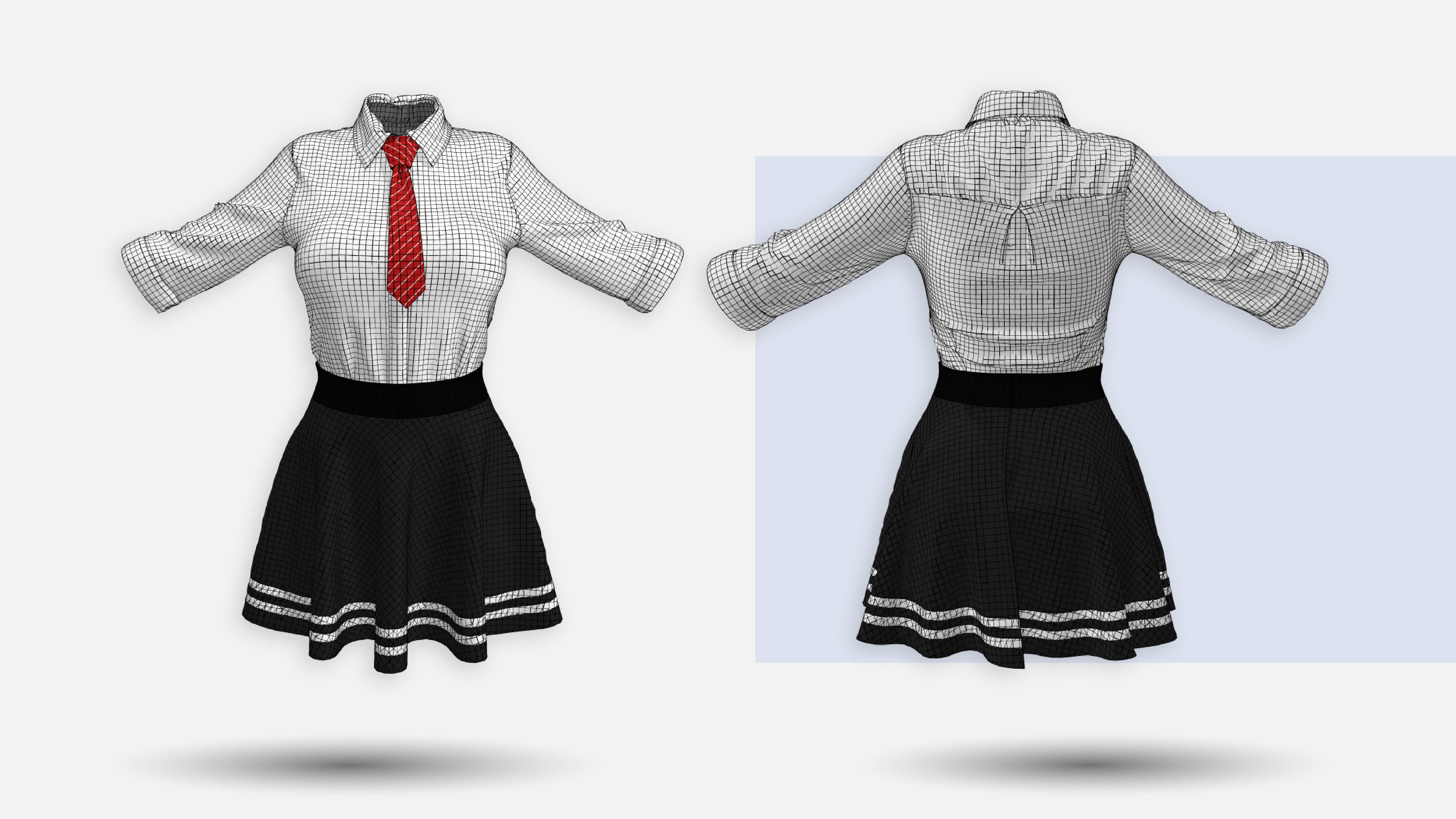 Female School Uniform 3D model_5