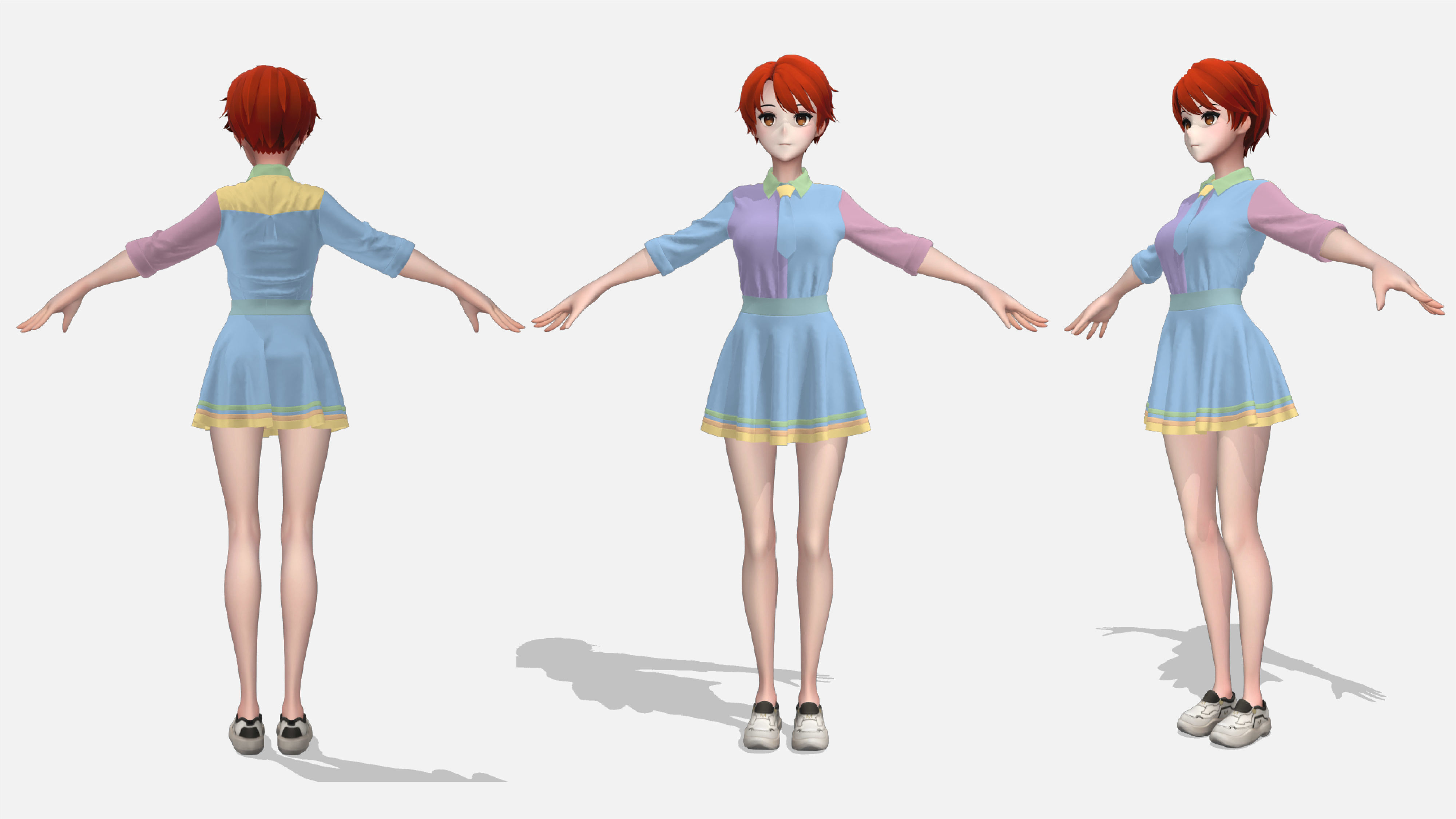 Female School Uniform 3D model_7
