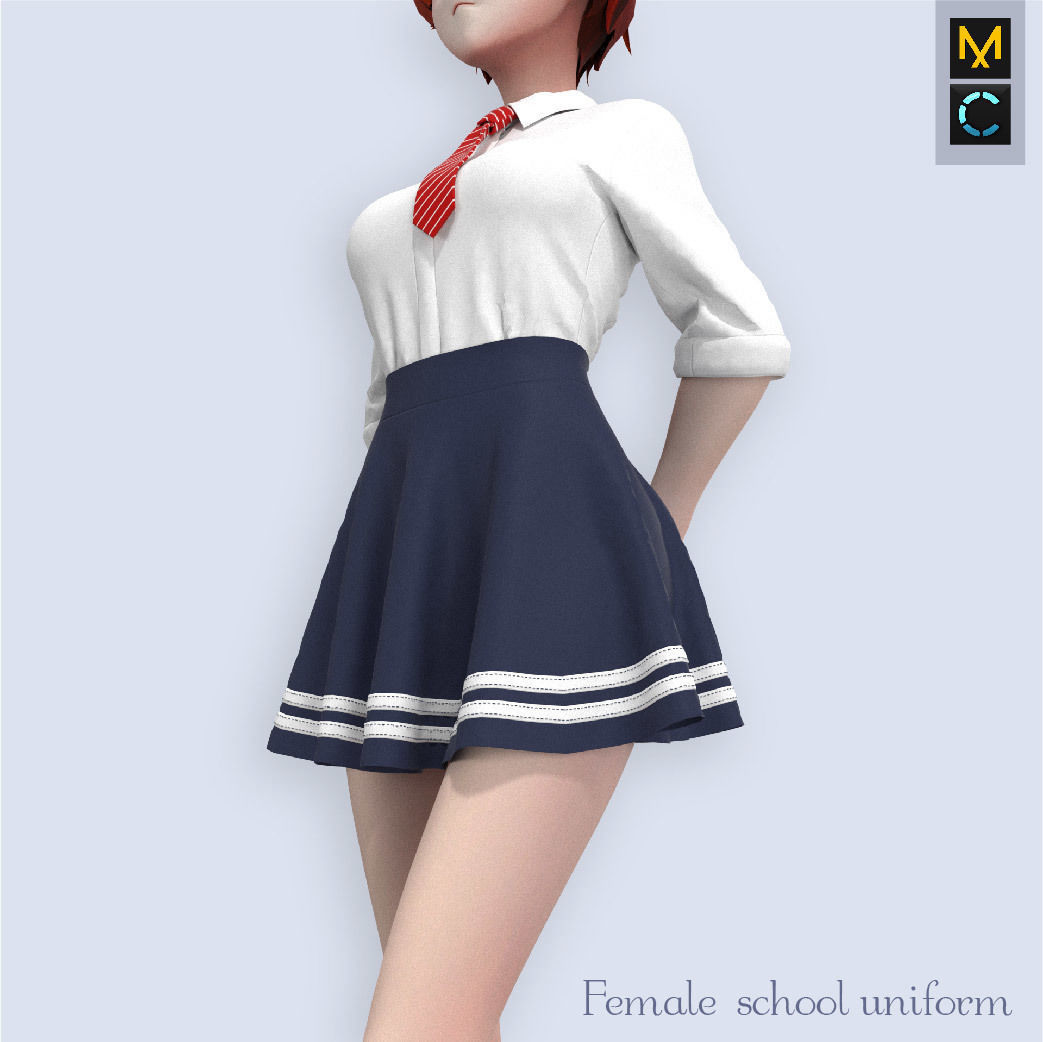 Female School Uniform 3D model_8