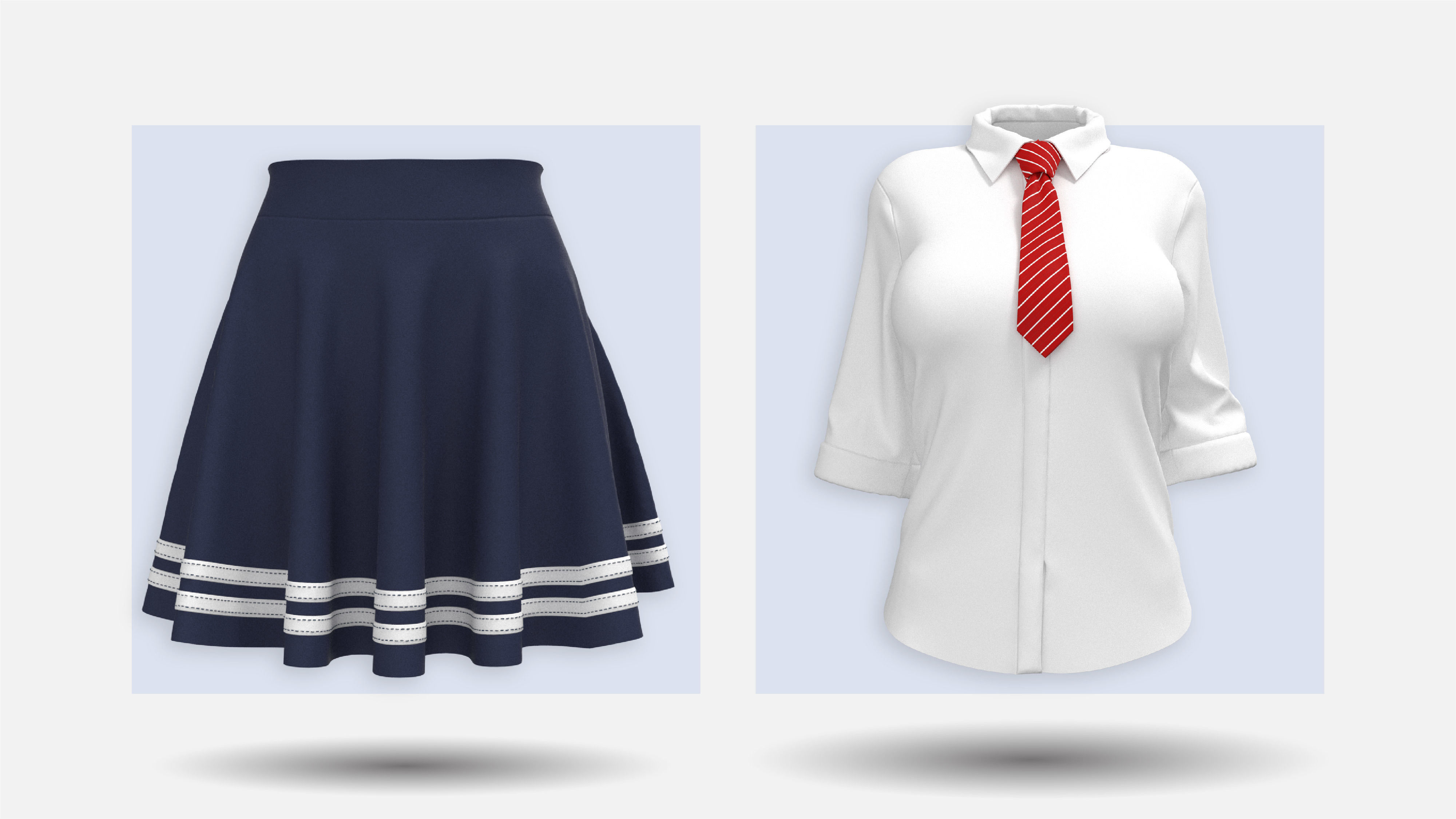 Female School Uniform 3D model_4