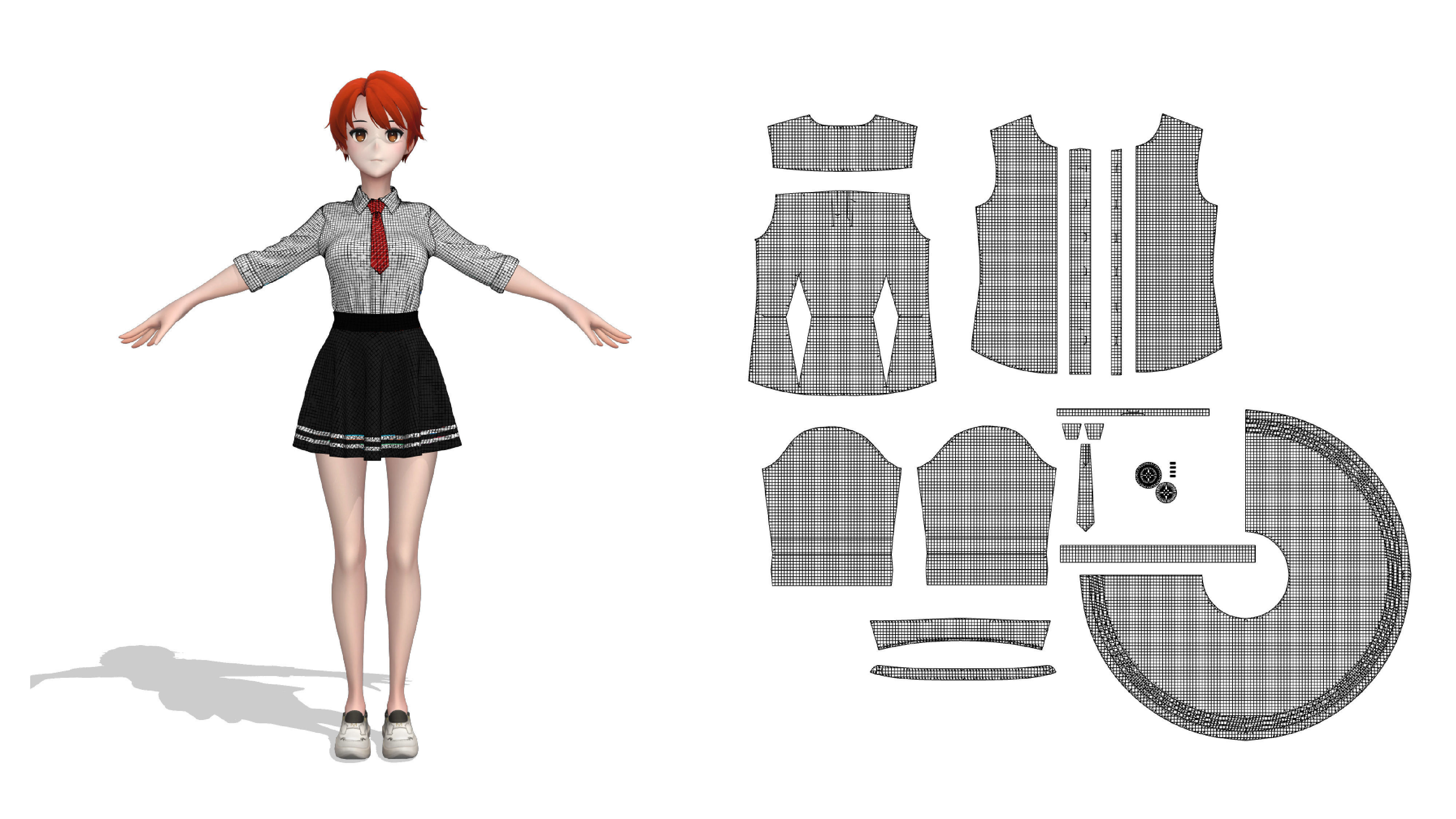 Female School Uniform 3D model_6
