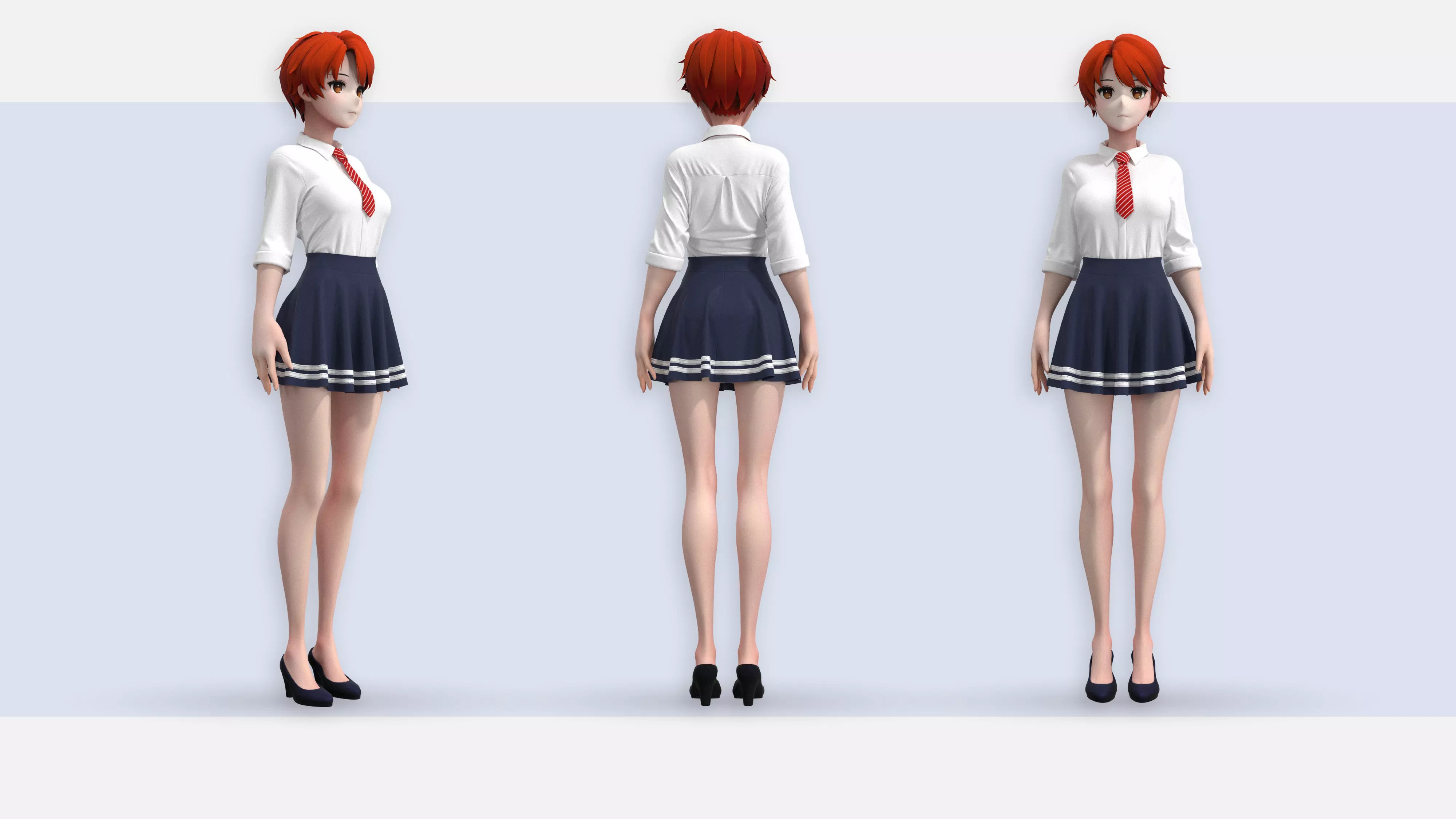Female School Uniform 3D model_0