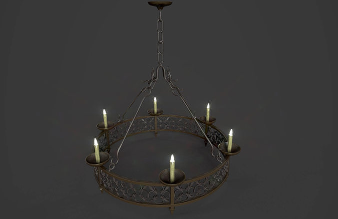 Chandelier with candles Low-poly 3D model