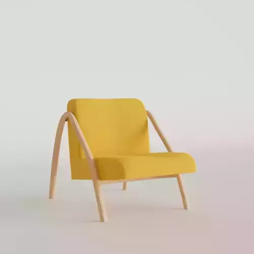 Yellow Chair with wooden structure Free low-poly 3D model