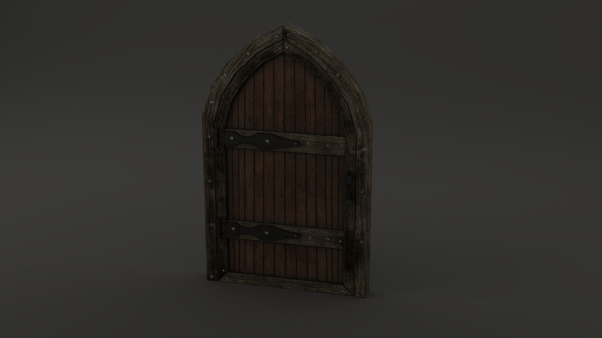 Medieval Door Wooden Arch 3D Model Low-poly 3D model_11