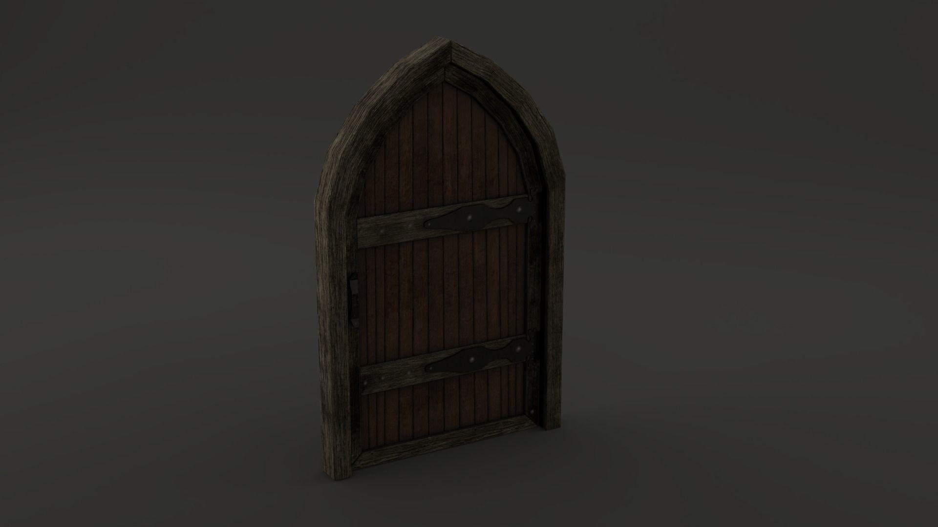 Medieval Door Wooden Arch 3D Model Low-poly 3D model_13