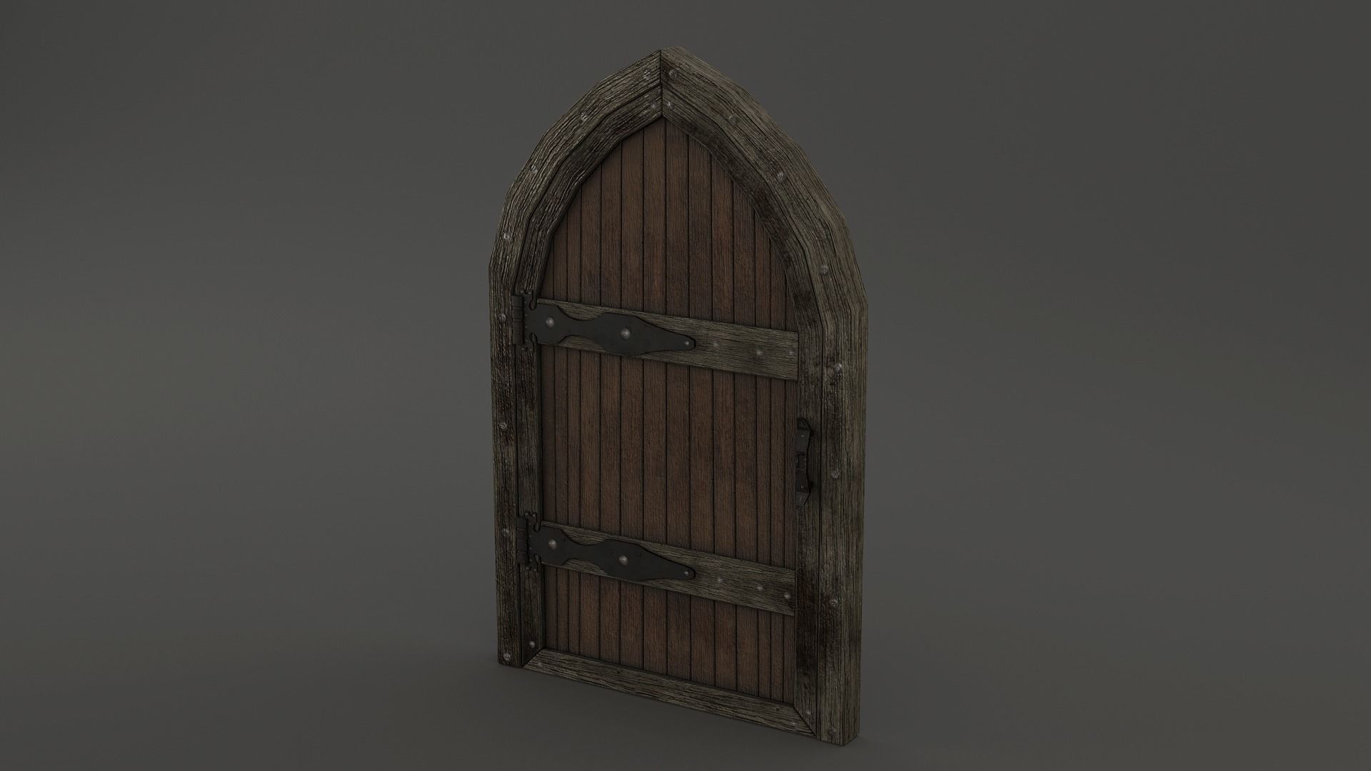 Medieval Door Wooden Arch 3D Model Low-poly 3D model_4