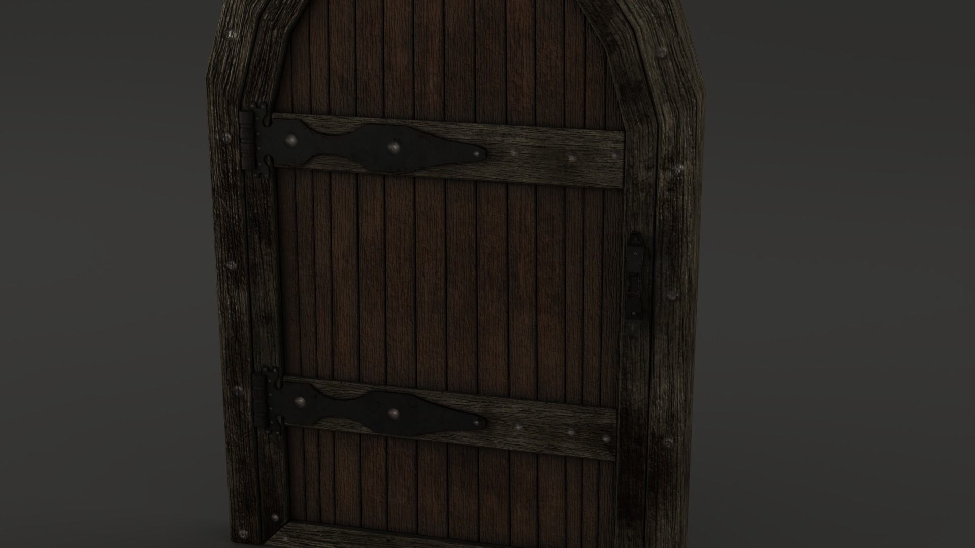 Medieval Door Wooden Arch 3D Model Low-poly 3D model_15