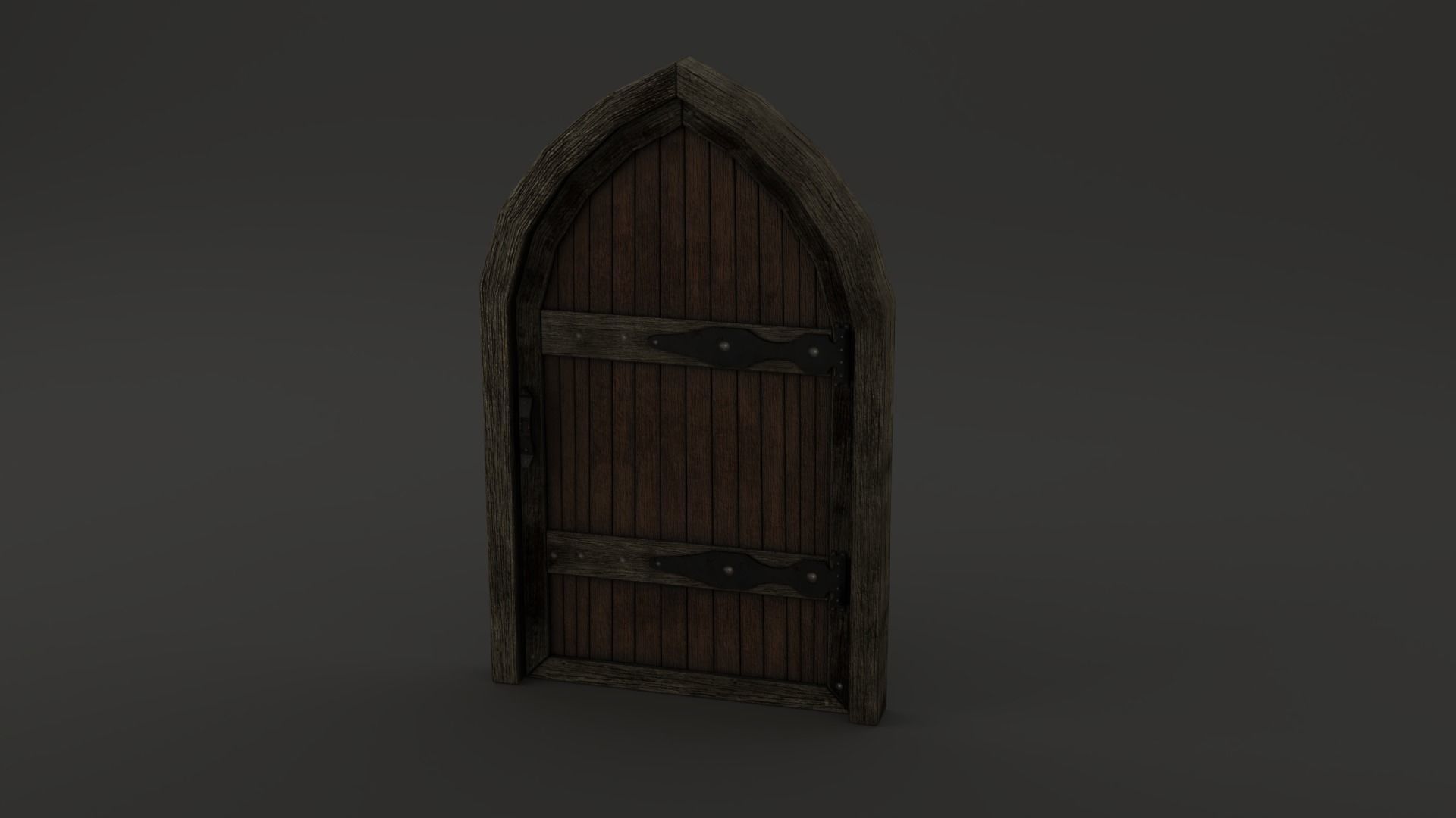 Medieval Door Wooden Arch 3D Model Low-poly 3D model_7