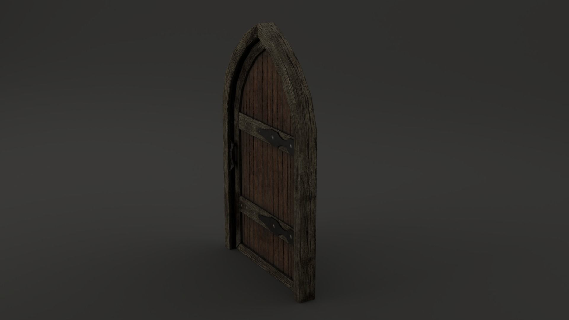 Medieval Door Wooden Arch 3D Model Low-poly 3D model_6