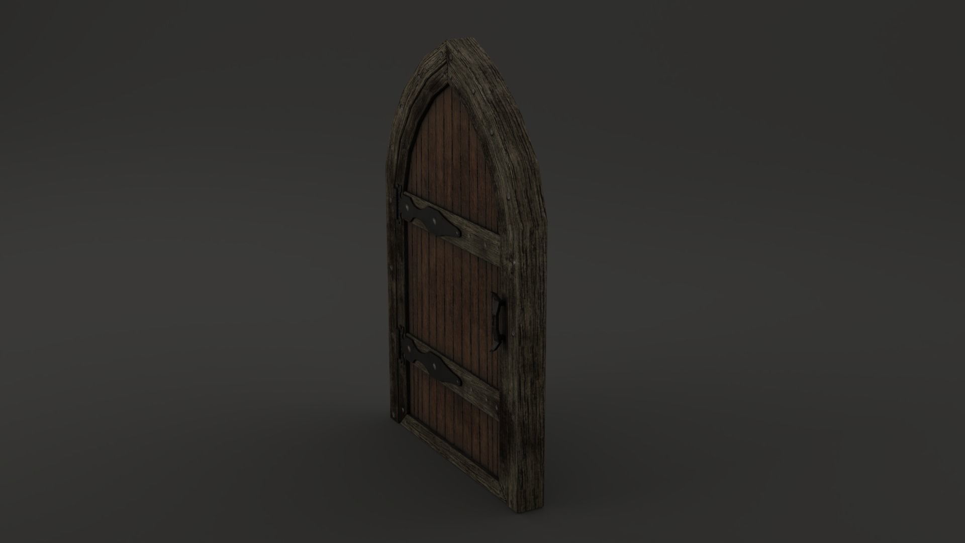 Medieval Door Wooden Arch 3D Model Low-poly 3D model_12