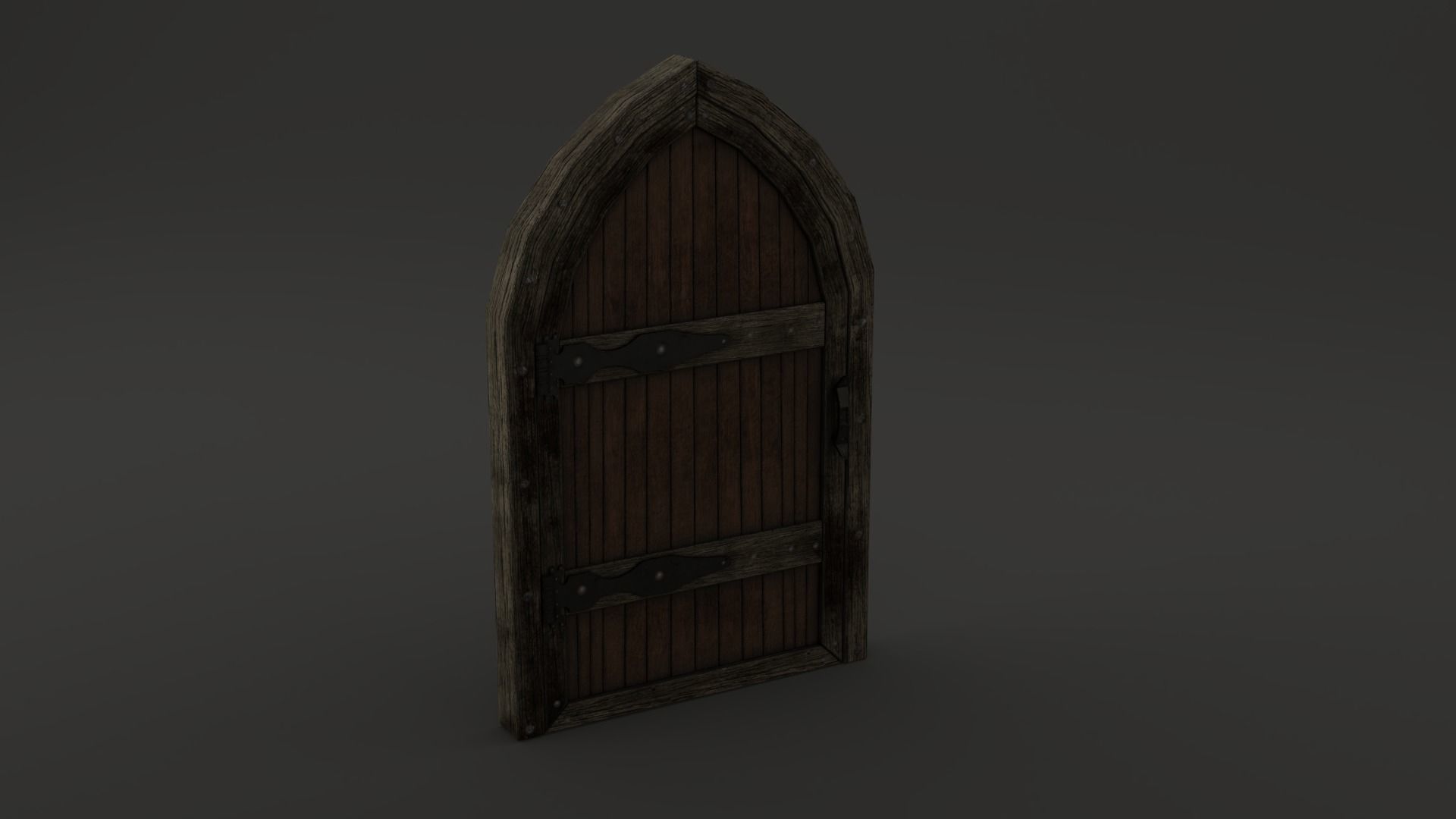 Medieval Door Wooden Arch 3D Model Low-poly 3D model_9