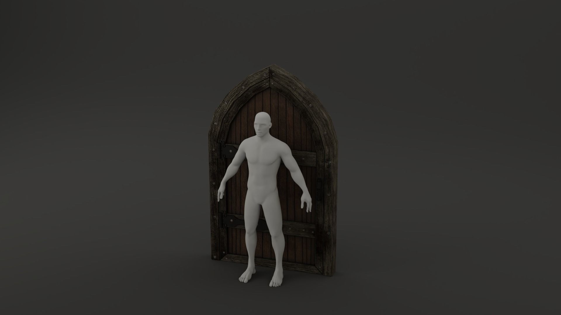 Medieval Door Wooden Arch 3D Model Low-poly 3D model_5