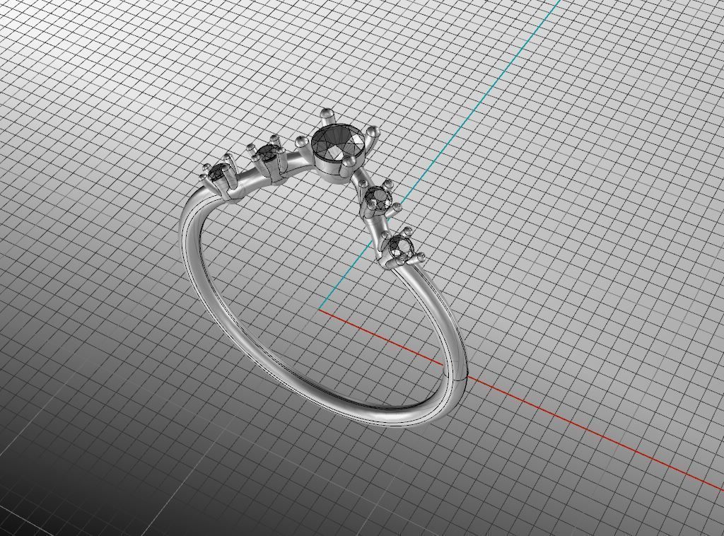 3 stone engagement ring 3D print model_11