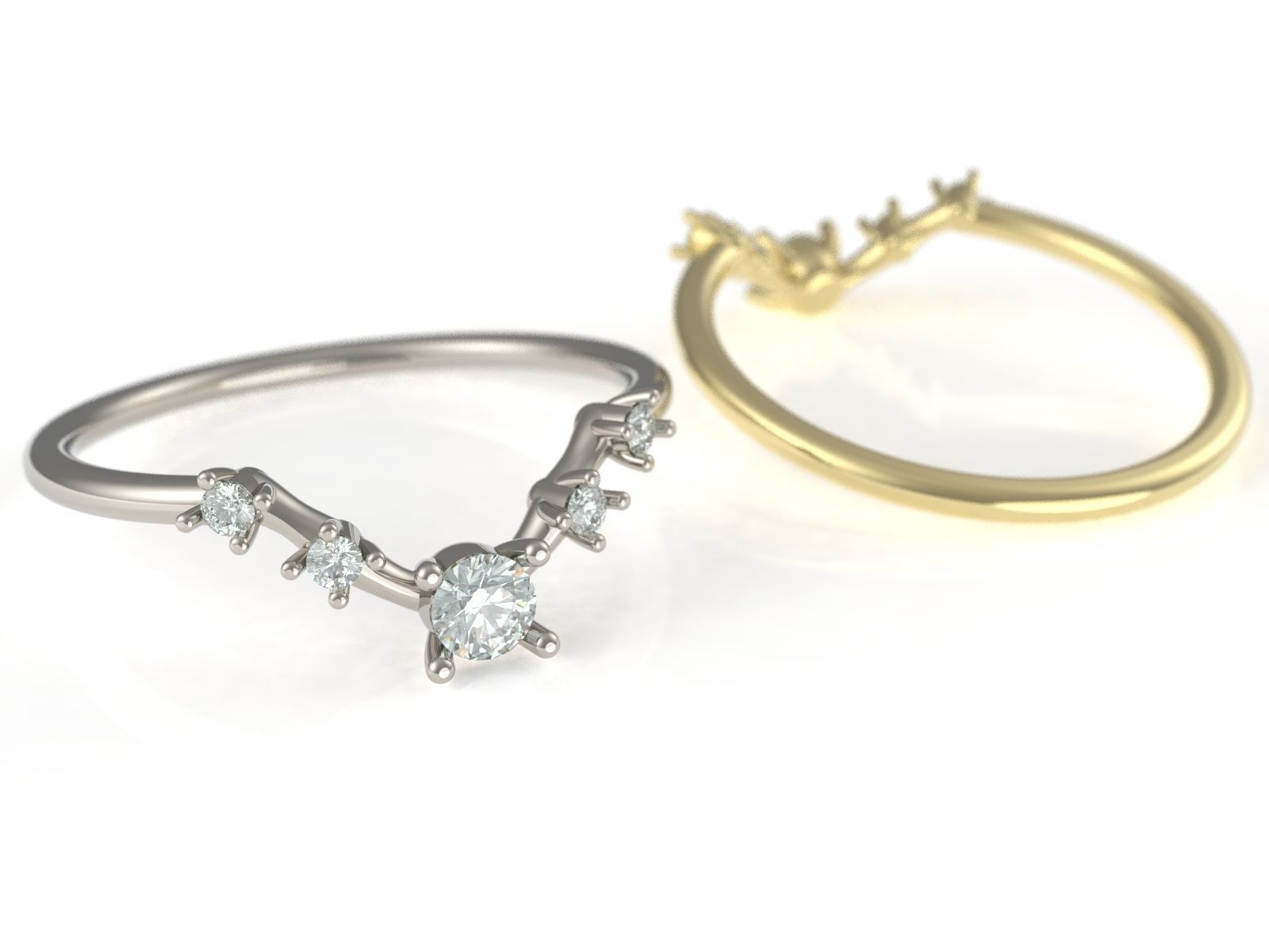3 stone engagement ring 3D print model_3