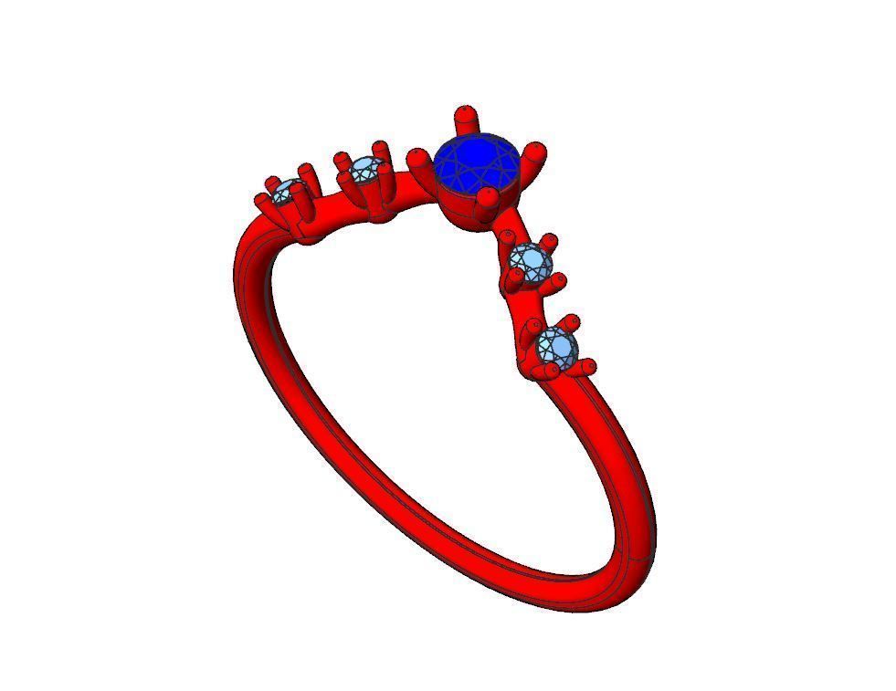 3 stone engagement ring 3D print model_1