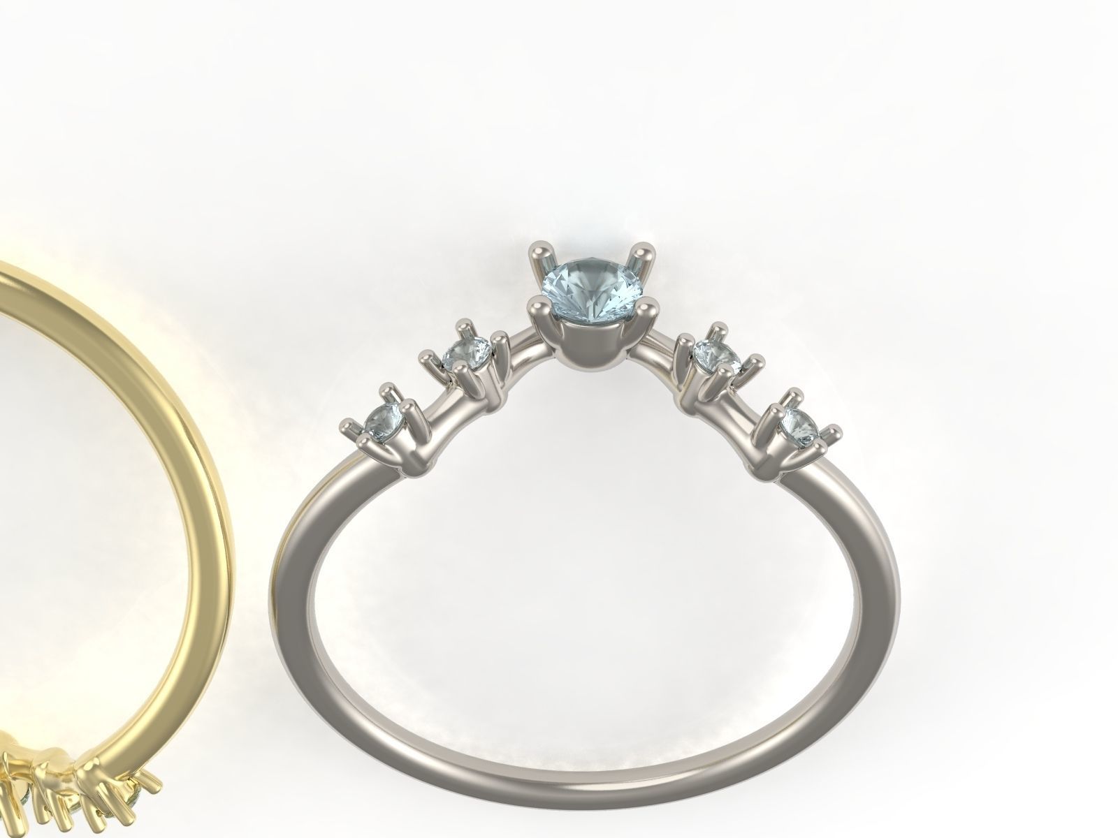 3 stone engagement ring 3D print model_5