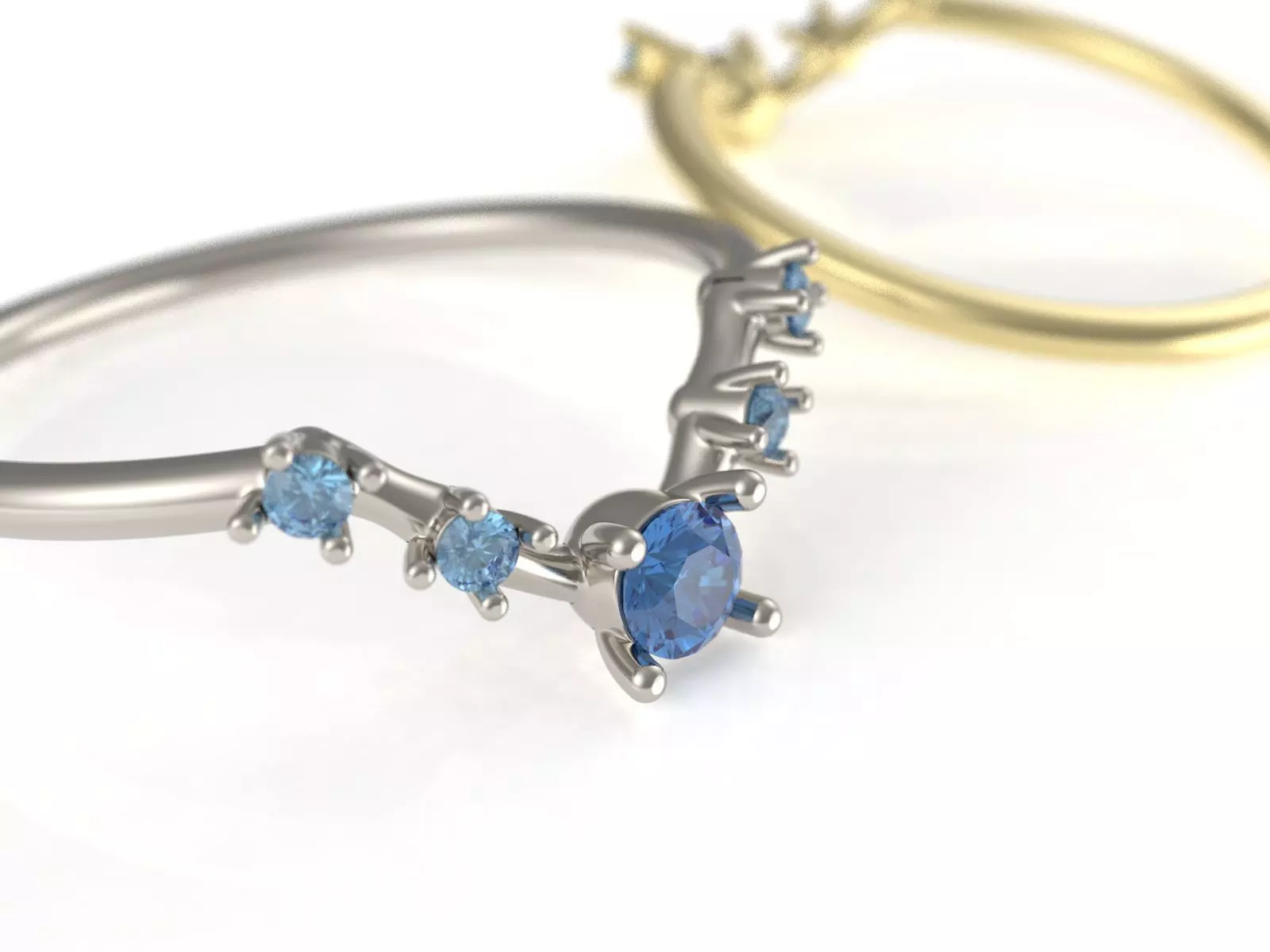 3 stone engagement ring 3D print model_0