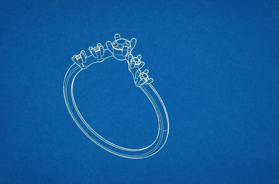 3 stone engagement ring 3D print model_10