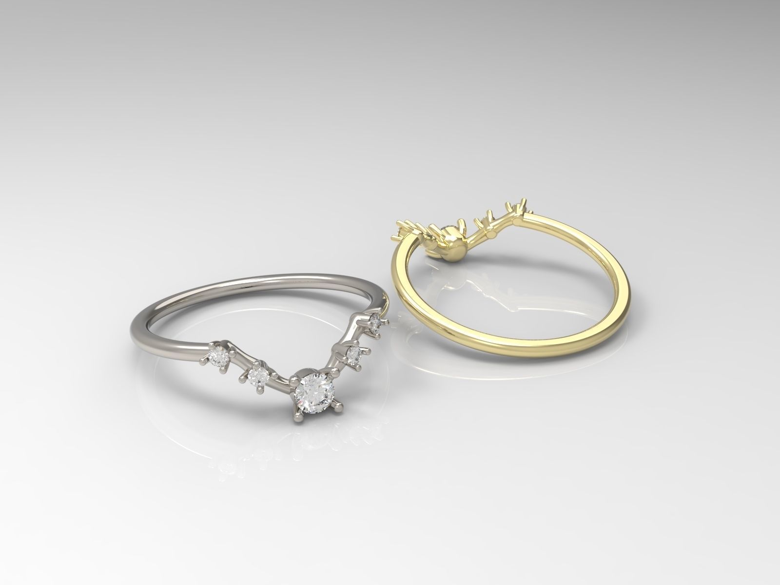 3 stone engagement ring 3D print model_2