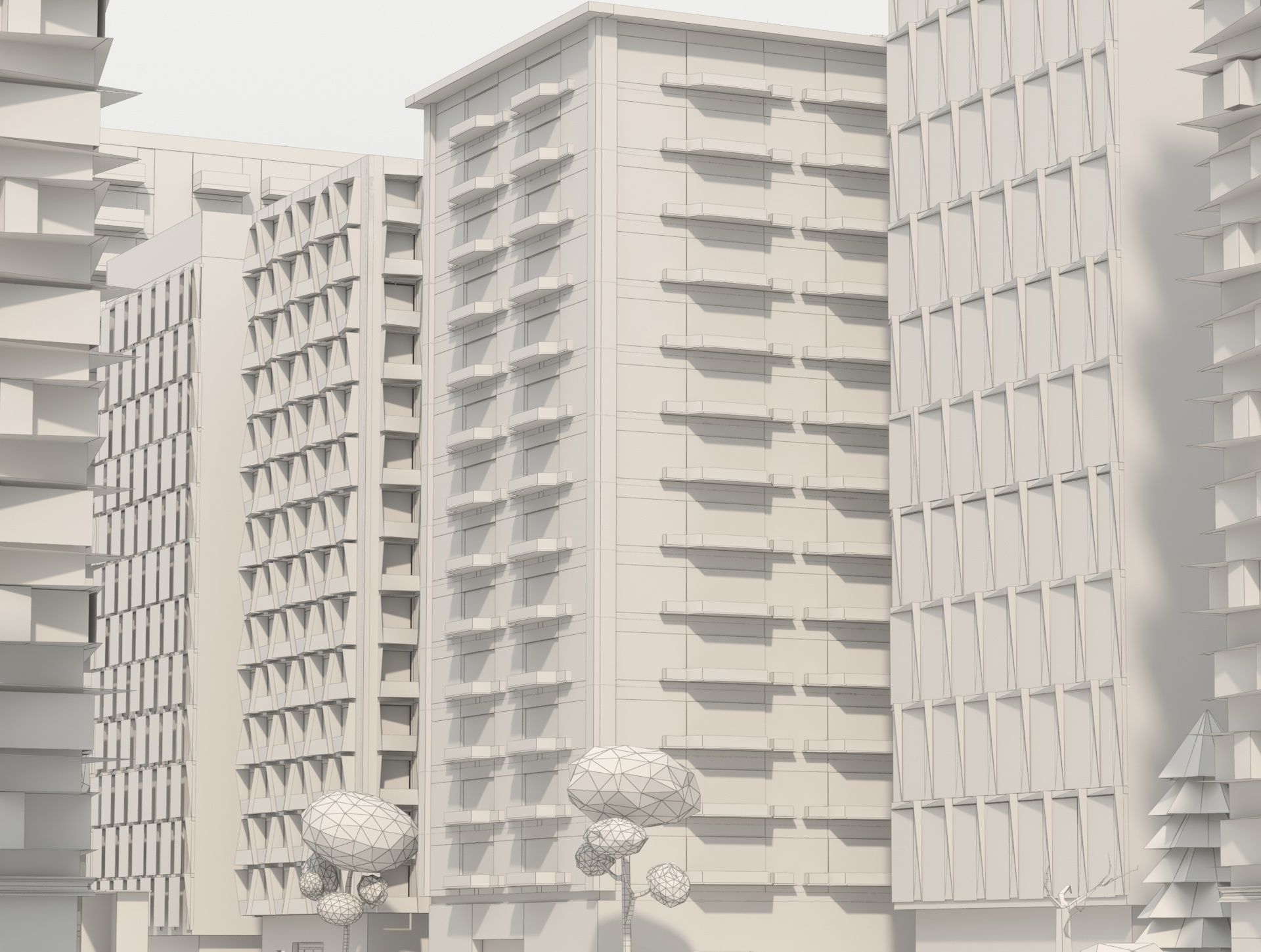 Low Poly Clay Building Collection Low-poly 3D model_1