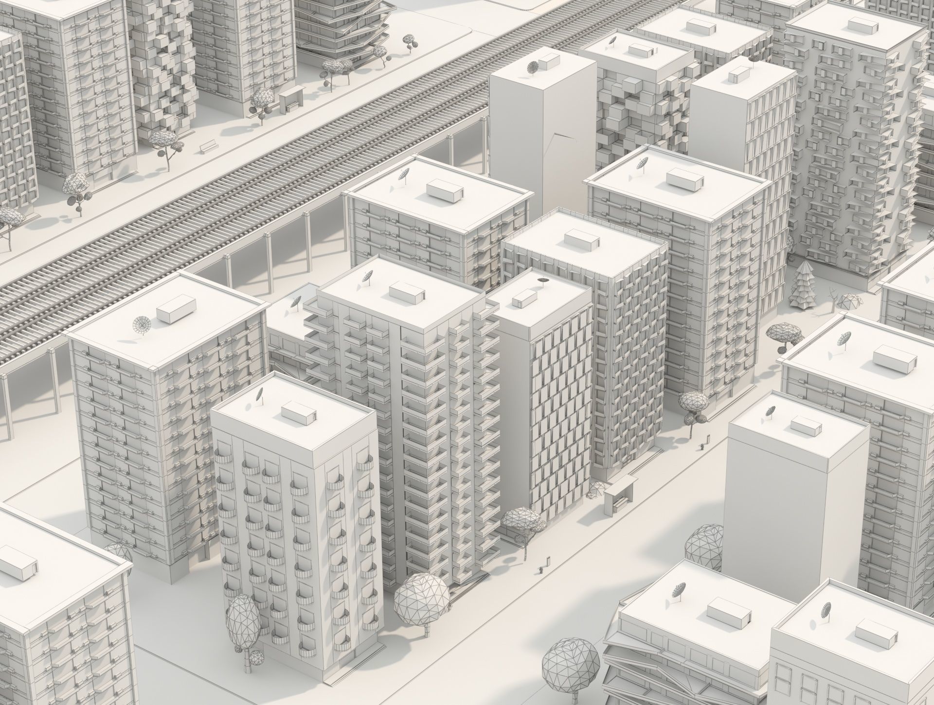 Low Poly Clay Building Collection Low-poly 3D model_4