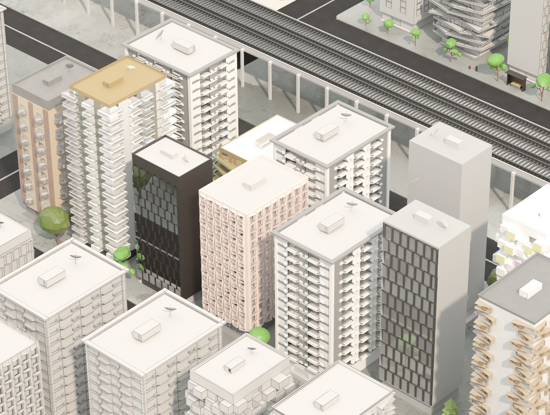 Low Poly Clay Building Collection Low-poly 3D model_9