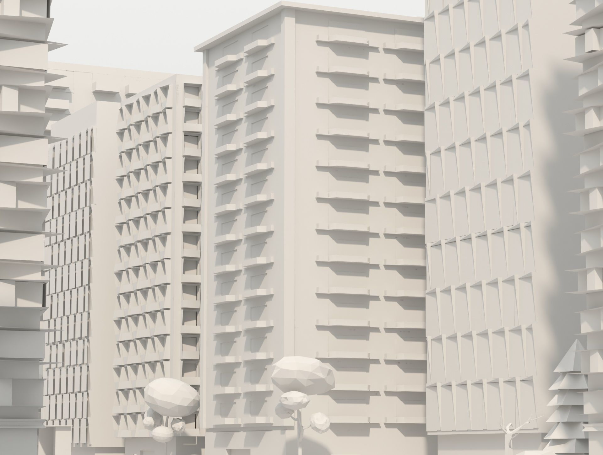 Low Poly Clay Building Collection Low-poly 3D model_2