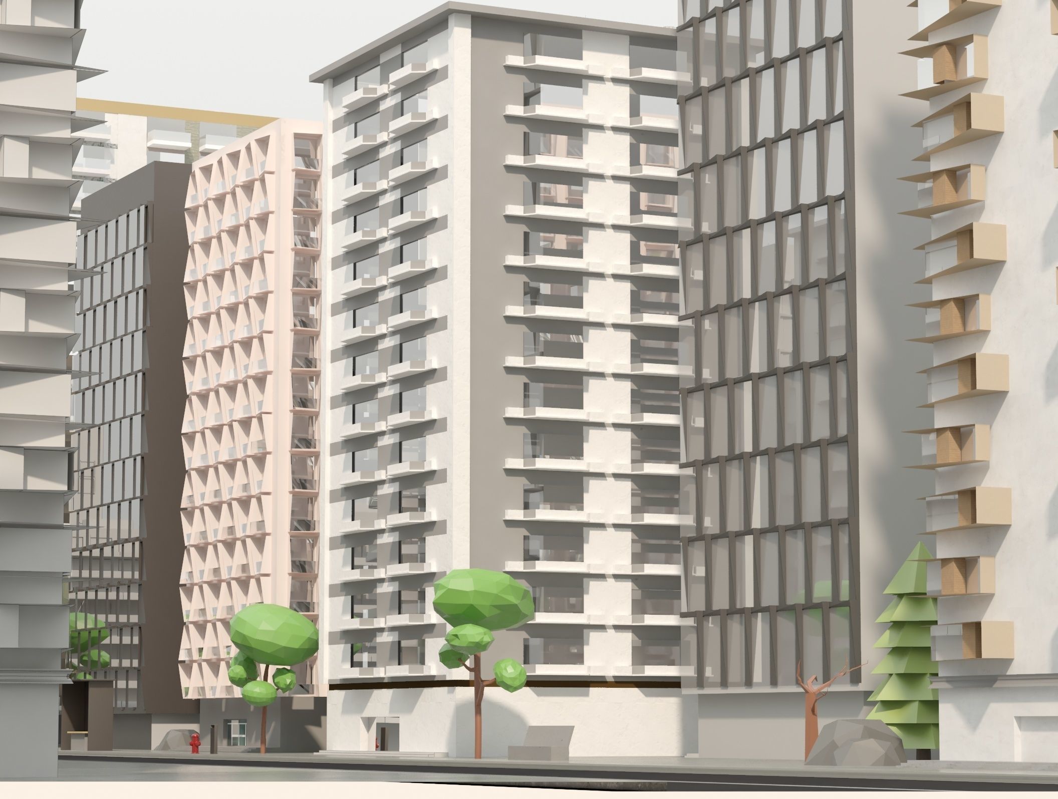 Low Poly Clay Building Collection Low-poly 3D model_3