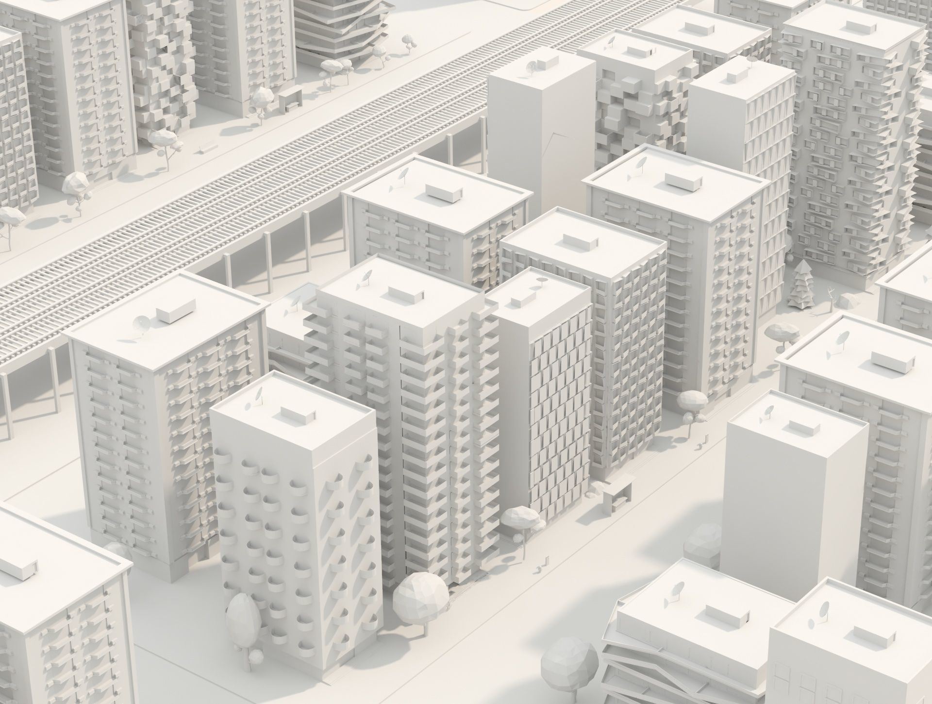 Low Poly Clay Building Collection Low-poly 3D model_5