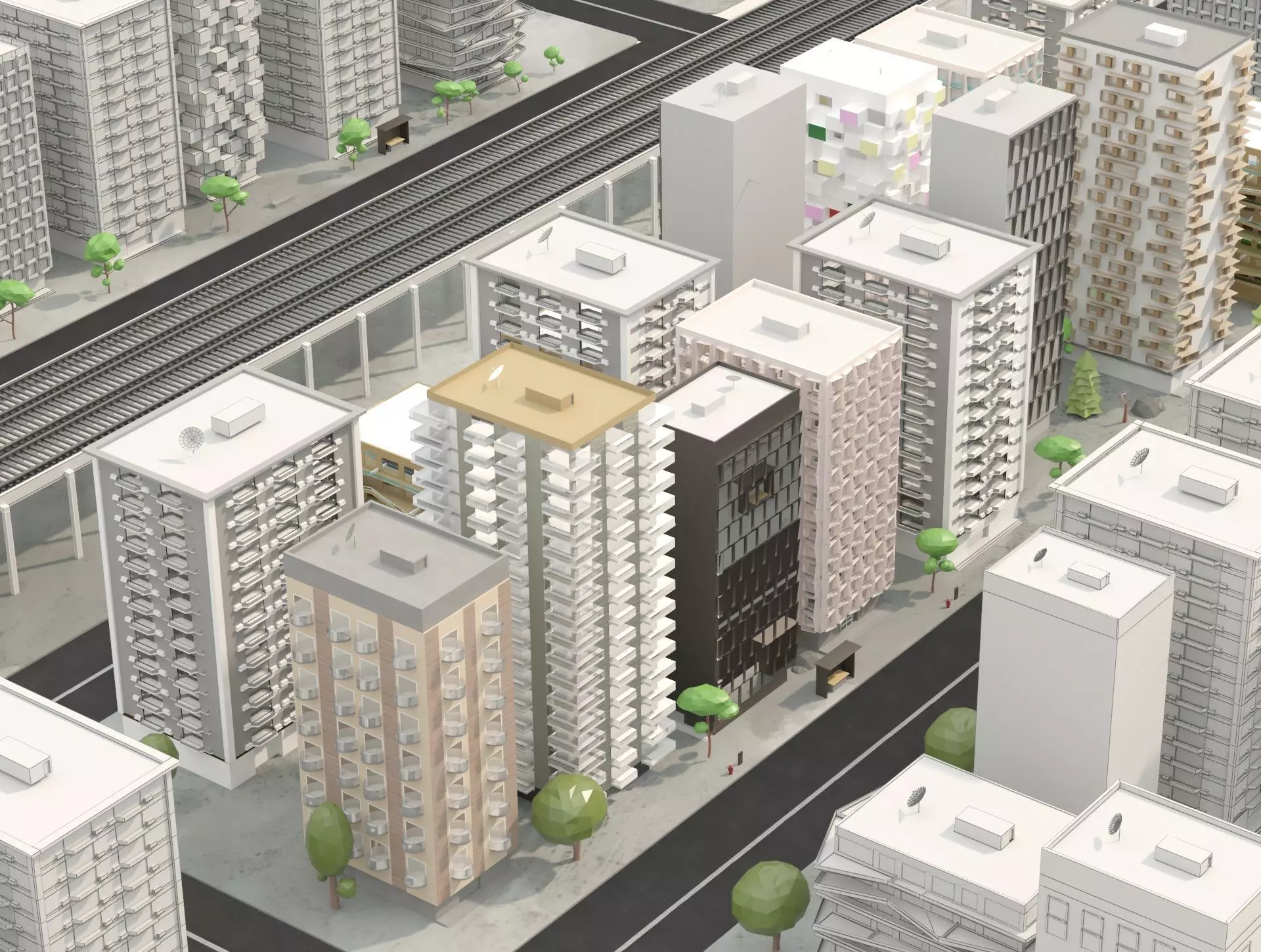 Low Poly Clay Building Collection Low-poly 3D model_0