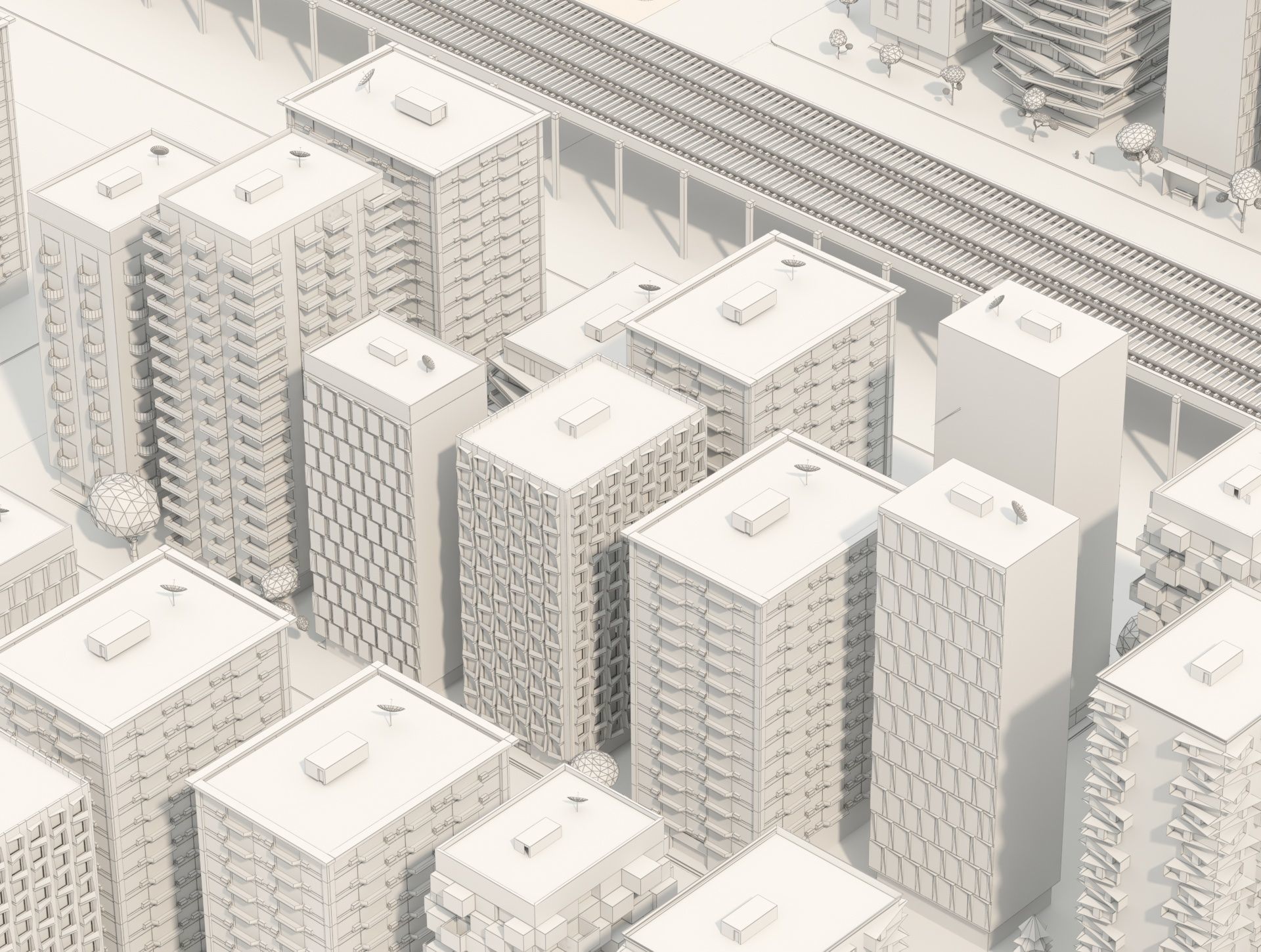 Low Poly Clay Building Collection Low-poly 3D model_7