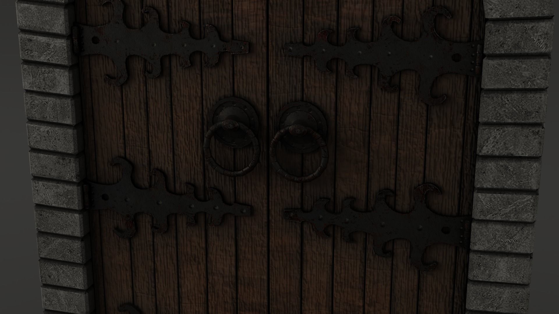 Medieval Door Double Venetian Style 3D Model Low-poly 3D model_13