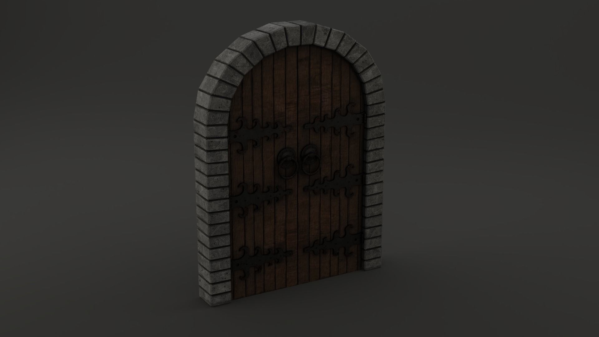 Medieval Door Double Venetian Style 3D Model Low-poly 3D model_5